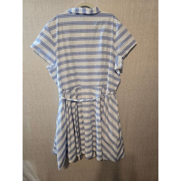 Ellos Womens Striped Button-Front Belted  Short-Sleeve Dress pockets Size 4X - Picture 4 of 11